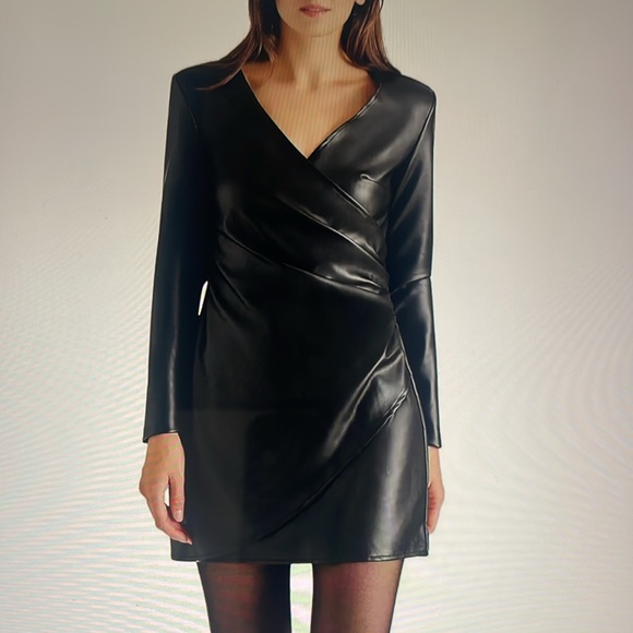 NWT STEVE MADDEN FAUX LEATHER BODYCON DRESS - Picture 2 of 9